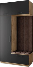 Masseno Garderoba REMA 120/240/60 cm Nowoczesna Szafa do Przedpokoju Dąb wotan, MONOLITH 29 (Brązowy)