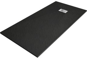 Mexen Hugo brodzik prostokątny SMC 180 x 90 cm, czarny, maskownica inox - 42709018-X
