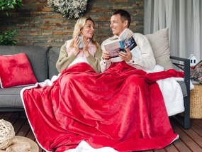 KOC I PODUSZKA WARM HUG CZERWONY 130x190 cm czerwony