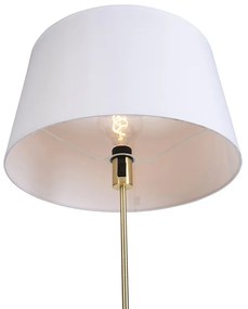 Lampa podłogowa złota/mosiężna z białym abażurem lnianym 45 cm - Parte Nowoczesny Oswietlenie wewnetrzne