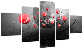 Obraz czerwonych abstrakcyjnych kul (125x70 cm)