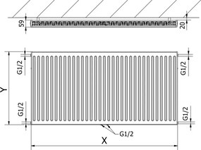 Mexen CC11 grzejnik płytowy 900 x 1300 mm, podłączenie dolne środkowe, 1655 W, biały - W6C11-090-130-00