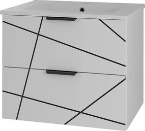 Zestaw Łazienkowy 60cm Szafka z Umywalką Biały Mat Wood