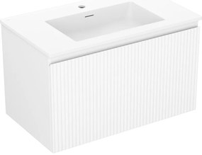 Mexen Rivel szafka łazienkowa 80 cm z umywalką Otis, 1 szuflada, ryflowana , biała mat - 91A20-08047-1-BF01-W18M01