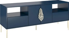 Granatowa komoda RTV Skandica MERLIN ze złotymi dodatkami