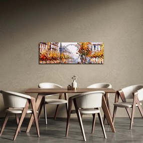 Obraz - Ulica w Paryżu (z zegarem) (90x30 cm)