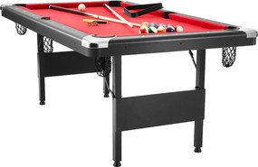 Stół Konwertowalny, SucceBuy 192 cm Pool Table - Przenośny Stół Bilardowy z Czerwonym Suknem do Pokoju Gier