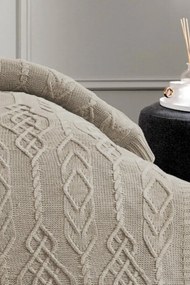 Wełniana narzuta na łóżko PETRA w opakowaniu prezentowym z poduszkami Szary Zestaw na łóżko dwuosobowe