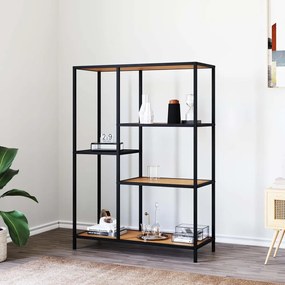 Czarno-naturalny regał w dekorze dębu 80x112x35 cm Altino – Unique Furniture