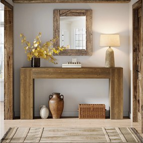 Prostokątny stolik konsolowy o długości 160 cm, prostokątny stolik wejściowy za sofą