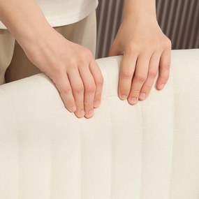 HOMCOM Fotel do pracy w domu, regulowany fotel obrotowy z materiałem imitującym len, fotel do siedzenia z założonymi nogami, do 120 kg, kremowy | Aosom PL