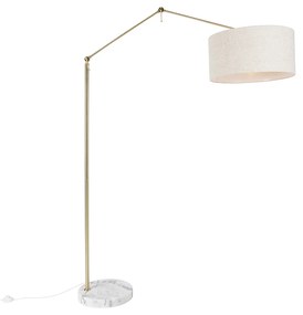 Lampa podłogowa złota z jasnoszarym abażurem 50 cm regulowana - EditorDesignerski Oswietlenie wewnetrzne