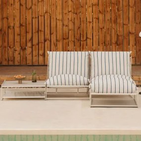 Zestaw Ogrodowy Z 2-częściową Modułową Sofą, Stolikiem Bocznym I Pufem Rozkładanym Amaro Kremowa Tapioca - Dark Blue - Sklum