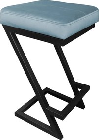 Hoker ZETA krzesło barowe tkanina Welur podstawa metalowa LOFT : Kolor Stelaża - Czarny , Kolor tkaniny - VELVET - BL06