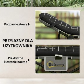 Outsunny Składane łóżko campingowe, z materacem, ergonomiczne, metalowy stelaż, Czarne