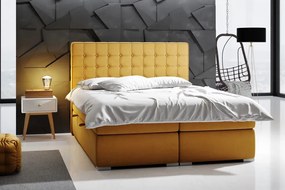 Łóżko kontynentalne REZEN 140x200 granatowe velvet z pojemnikiem LAVERTO
