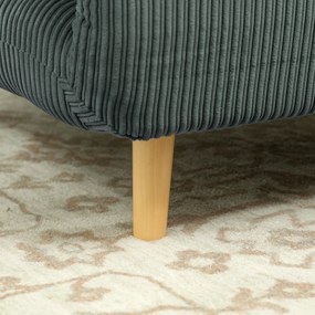 HOMCOM Fotel do Spania 2 w 1 z Regulowanym Oparciem i Poduszką, Welur Kordowy 82 cm x 89 cm x 83 cm Zielony