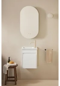 Zestaw Wiszących Mebli Łazienkowych Zintegrowany Z Umywalką Narek Biała & Owalny Z Miejscem Do Przechowywania Czarny 50x90 - Sklum