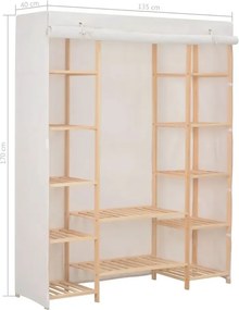 Materiałowa biała szafa z drewnianym stelażem W9-M26