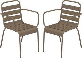 Zestaw 2 foteli ogrodowych sztaplowanych z metalu - Taupe - MIRMANDE marki MYLIA