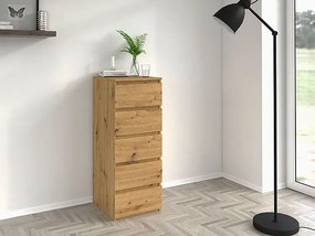Wąska komoda industrialna dąb artisan - Tamcha