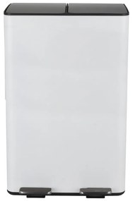 Stalowy kosz na śmieci 2x30 l do segregacji odpadów/z pedałem w matowym białym kolorze Aliya – Spirella