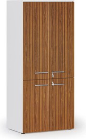 Szafa biurowa pół-drzwi PRIMO WHITE, 800 x 500 x 1781 mm, biały/orzech