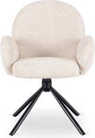 Krzesło Tapicerowane Obrotowe do Salonu MUSSO Beżowe Nowoczesne