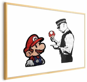 Plakat Banksy: Grzybiarz 60x40 cm z ramą złotą z marginesem ARTGEIST B