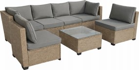 Modułowy narożnik ogrodowy Caldoro XL2501 technorattan, naturalny, poduszki szare