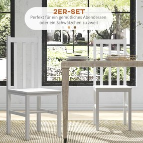 HOMCOM Zestaw 2 krzeseł kuchennych drewnianych sosnowych białych do jadalni 38x47x99 cm | Aosom PL