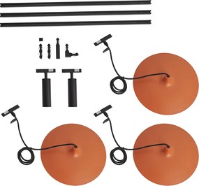 Nowoczesny system oświetlenia szynowego czarny z 2 reflektorami i 3 lampami wiszącymi pomarańczowymi 1-fazowy - Slimline Uzzy Panzi