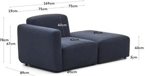 Ciemnoniebieski szezlong Neom – Kave Home