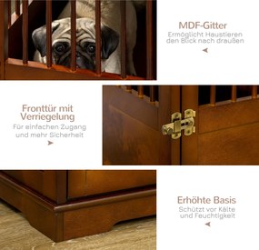 PawHut Klatka dla psa z podwyższonym stojakiem Zamknięcie Box transportowy Brązowy 805x595x675cm | Aosom PL