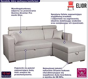 Beżowy minimalistyczny narożnik z funkcją spania - Spiro