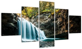 Obraz leśnego wodospadu (125x70 cm)