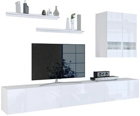 Minimalistyczna meblościanka biały połysk - Marros