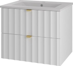 Szafka do łazienki z umywalką wpuszczaną Arcos 06, biały mat, 60 cm - zestaw 3