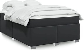 Łóżko 140x200 cm czarne ze skóry ekologicznej z stelażem, materacem sprężynowym kieszeniowym i wygodnym topperem