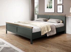 Łóżko EVORA 160x200 zielone/dąb lefkas HELVETIA