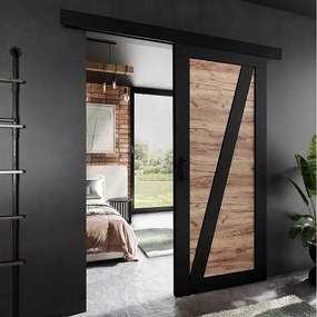 Drzwi przesuwne PALADIO 3 z maskownicą czarny i dąb craft złoty 100