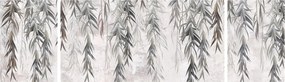Obraz - Gałązki wierzby w szarym tynku (170x50 cm)