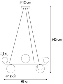 Lampa wisząca czarna z dymionym i bursztynowym szkłem okrągła 8-punktowa - Monaco Nowoczesny Oswietlenie wewnetrzne