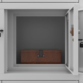 Biurowa szafa metalowa z sejfem na akta i dokumenty FILIP II, 900 x 1850 x 400 mm, szara