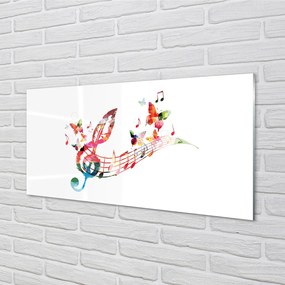 Szklany Panel Kolorowe Nuty i Motyle