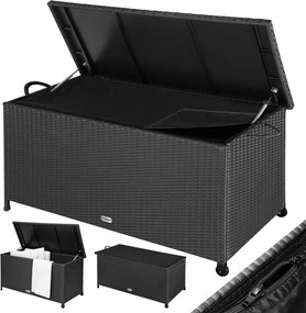 Polirattanowy pojemnik na schowek RICCO, 270L, 117x53x60cm, czarna Casaria