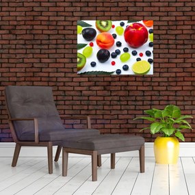 Obraz na szkle - owoce z kroplami wody (70x50 cm)