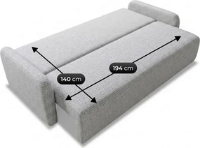Sofa DUO Rozkładana Dwuosobowa Szara Szenil Japandi