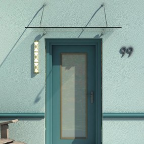 Daszek szklany Zadaszenie nad drzwi Zadaszenie nad drzwi wejściowe stal nierdzewna szkło hartowane 150X90 cm | Aosom.pl
