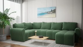 Narożnik z rozkładaną funkcją spania i poduchami oparciowymi - Bueno XL w sztruksowym materiale Lincol 03- lewy